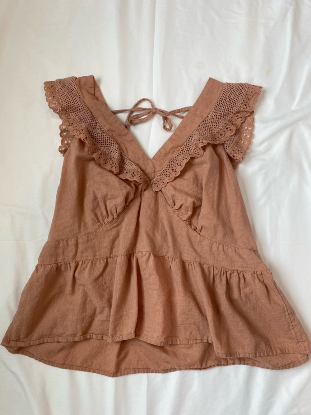 Old Navy Crochet Ruffle V-Neck Tank Top - Dusty Rose